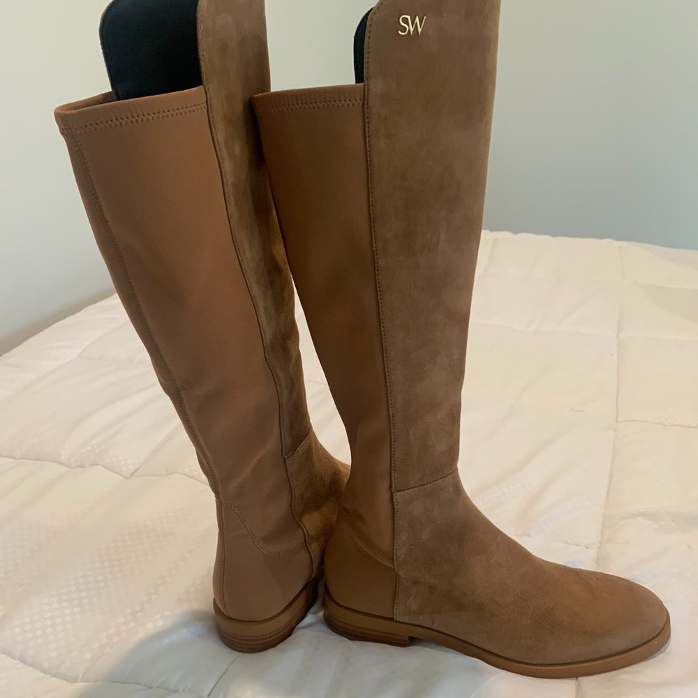 Stuart Weitzman Keelan Suede Knee-High Boots (Camel 6.5)